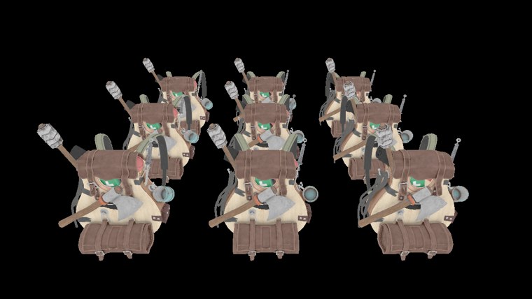 The albedo target: the backpacks' unlit diffuse colours