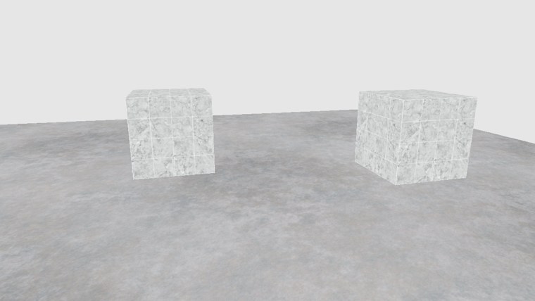 Inverted: the dark scene becomes light, with white marble cubes and a pale background