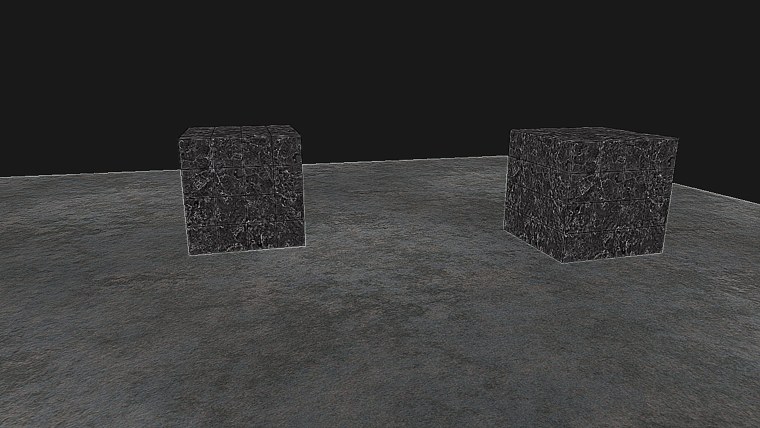 Sharpened: the marble veins and the edges of the cubes stand out harshly
