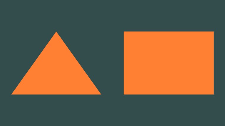 The orange triangle, and the rectangle beside it