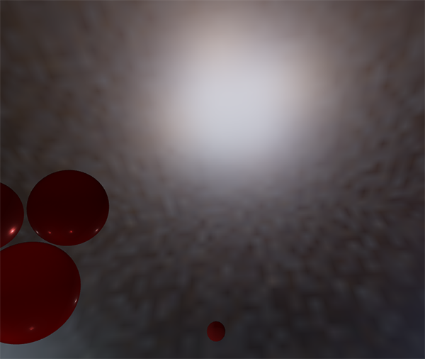A prefiltered environment with a speckled pattern of bright dots around a bright light (LearnOpenGL's diagram)