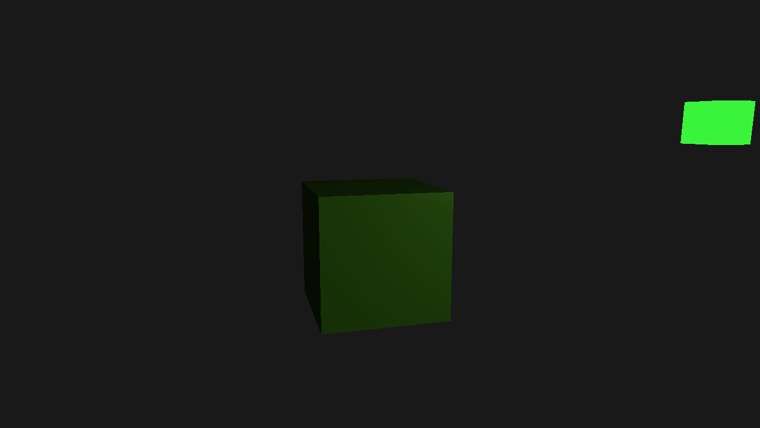The cube in a dark green under a green light