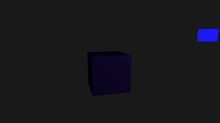 The same cube in a deep blue under a blue light