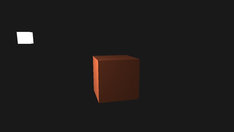 The light at the left: the left face is bright coral, the front face dark