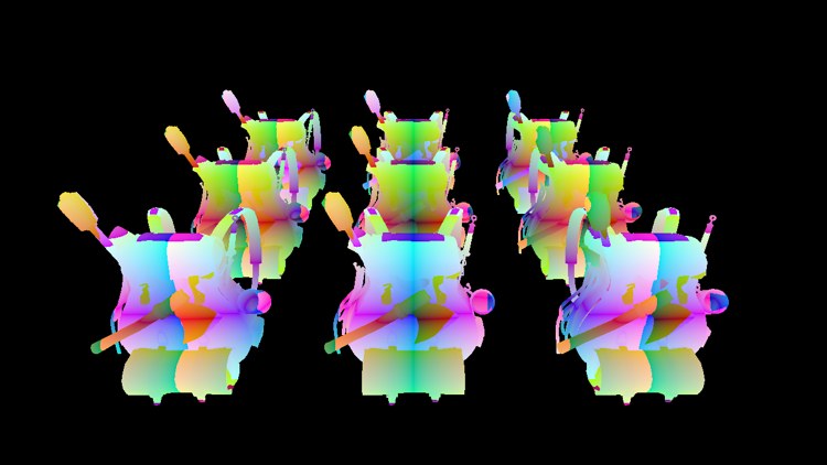The position target: each backpack in bright repeating colour bands