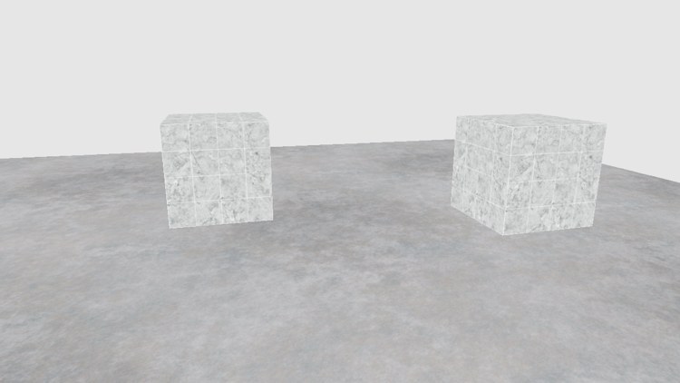Inverted: the dark scene becomes light, with white marble cubes and a pale background