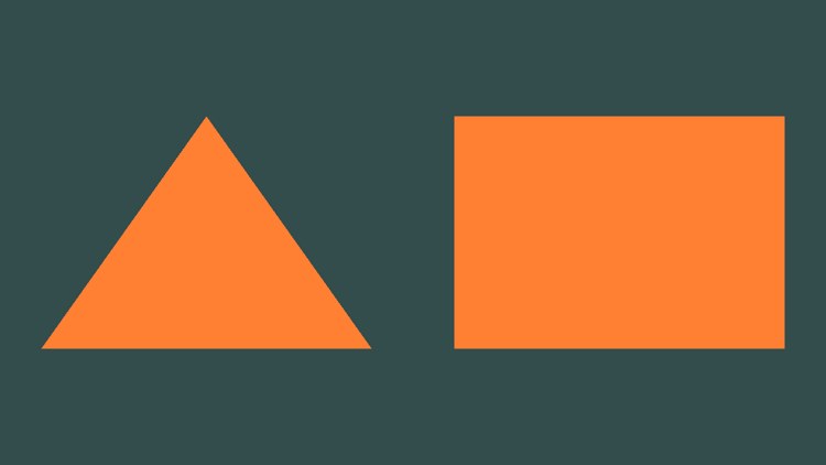 The orange triangle, and the rectangle beside it