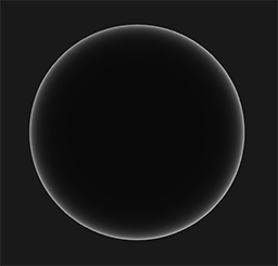 A sphere shaded with the Fresnel term alone: dark in the centre and bright at the rim (LearnOpenGL's diagram)