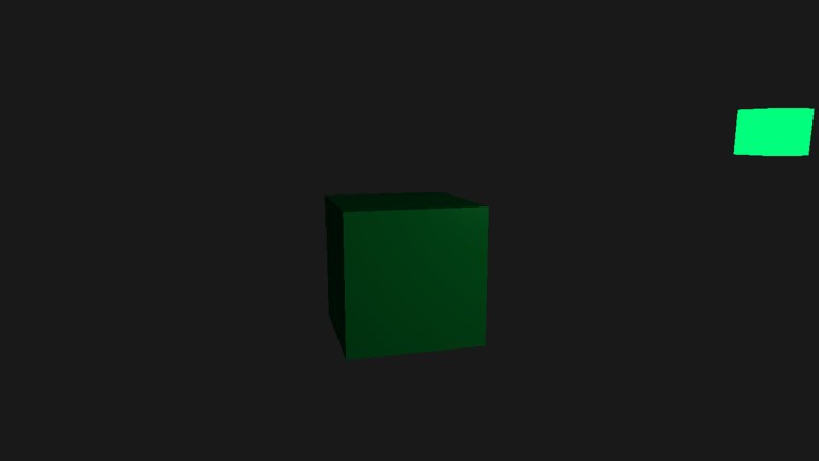 The cube in a dark green under a green light