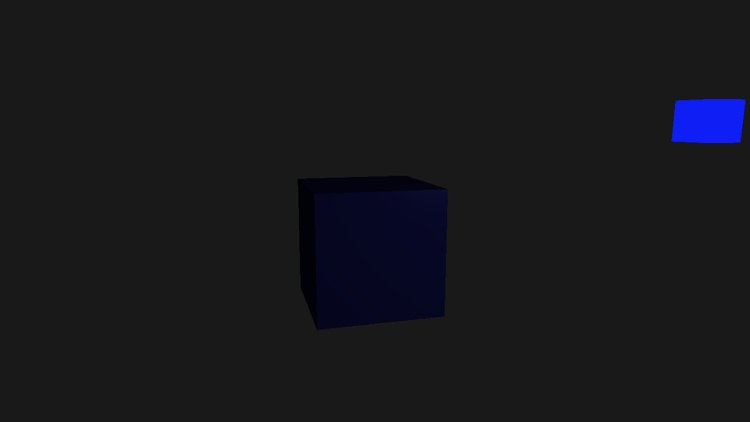 The same cube in a deep blue under a blue light